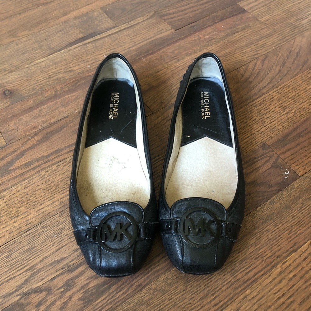 Navy Blue MK leather flats